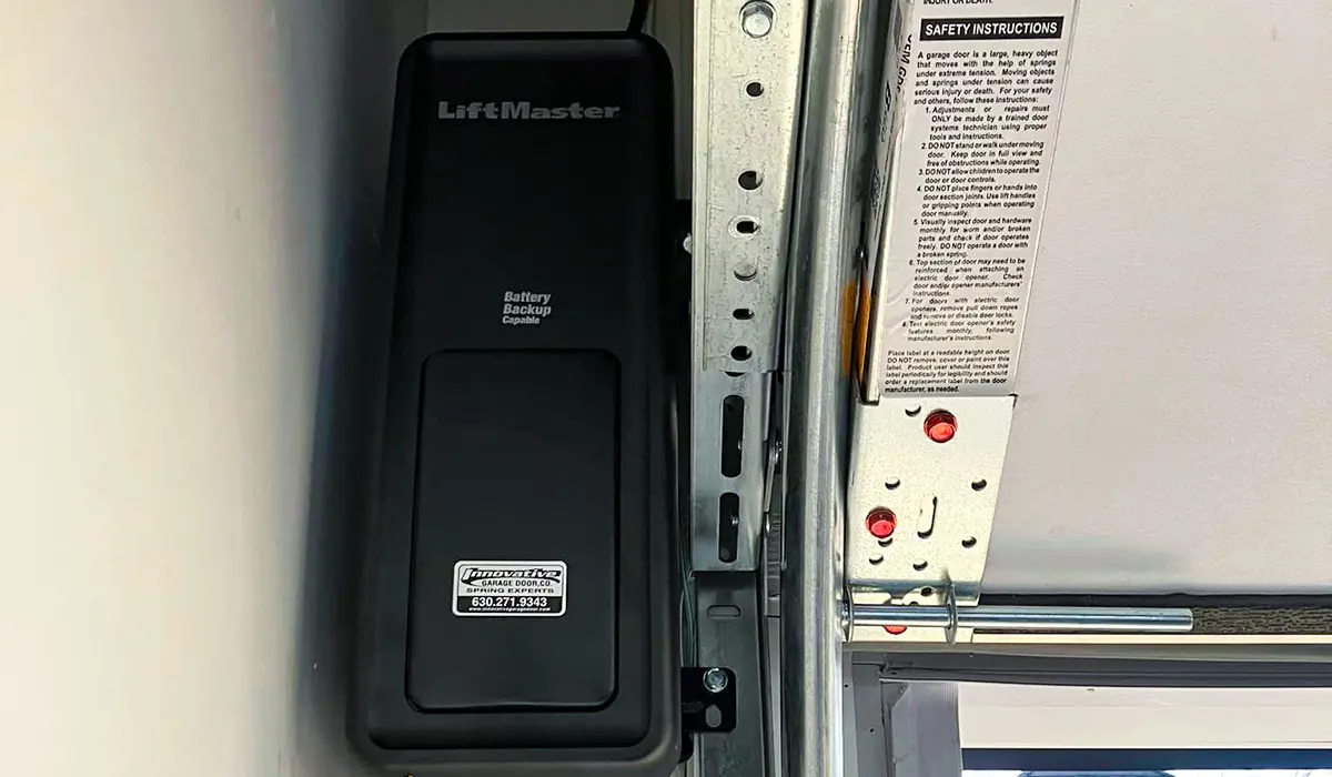 LiftMaster side-mount garage door opener with battery backup for efficient and space-saving garage access.